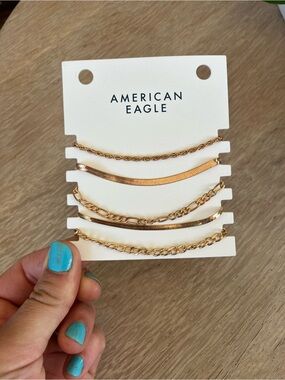 American Eagle Gold Layered Bracelet Set